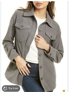 Avec Les‎ Filles Gray Corduroy Button-Front Jacket Women’s Medium